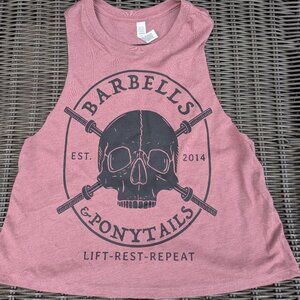Barbells And Ponytails Crop "Skull" Racer Crop Tank Top  NEW